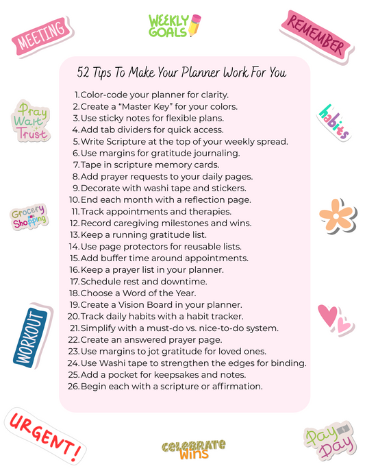 52 Weekly Planner Tips To Make Your Planner Work For You