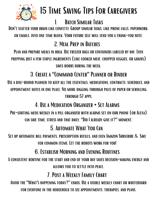 15 Time Saving Tips For Caregivers | Making the Most of the Time You Have