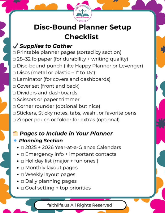 Disc-Bound Planner Setup Checklist