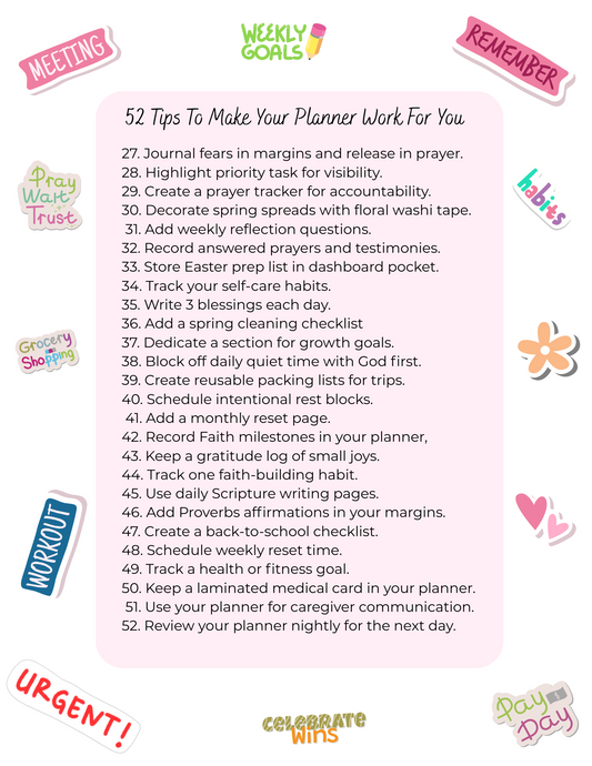 52 Weekly Planner Tips To Make Your Planner Work For You