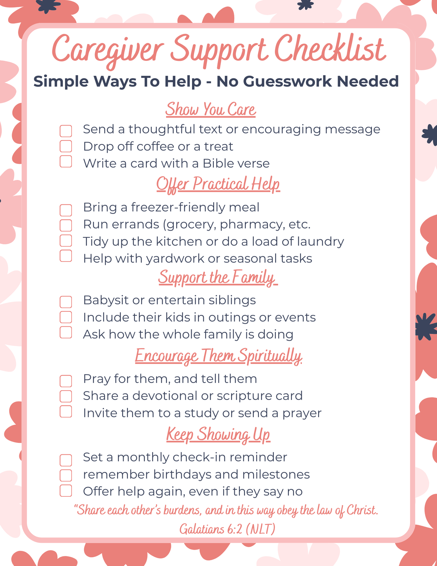 Caregiver Support Checklist