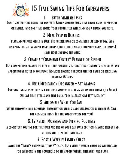 15 Time Saving Tips For Caregivers | Making the Most of the Time You Have