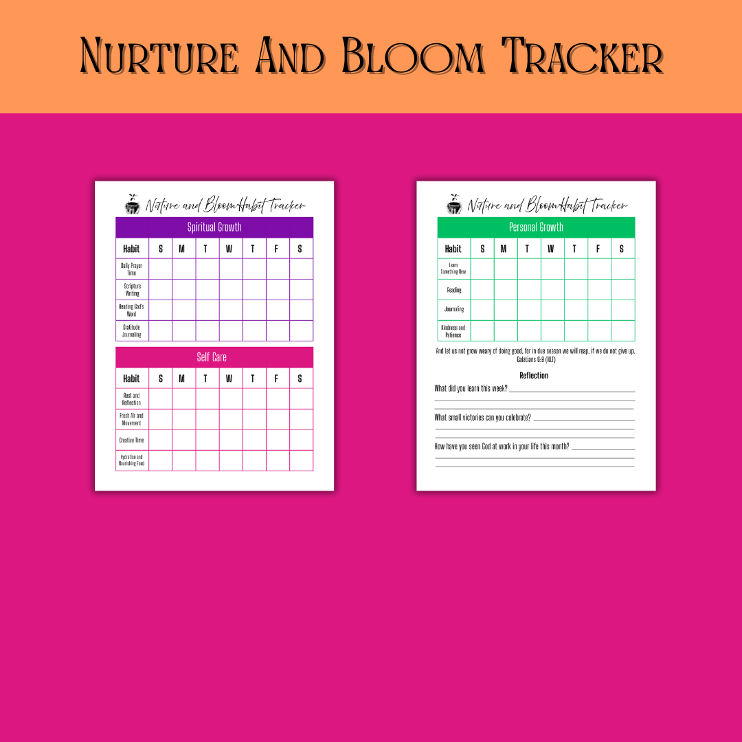 Faith-Focused Habit Tracker Bundle | Personal Growth, Wellness, and Spiritual Renewal