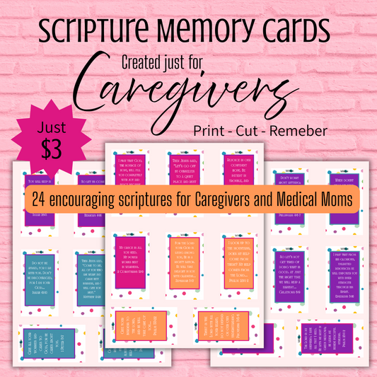 Printable Self-Care Scripture Memory Cards (24-Pack)