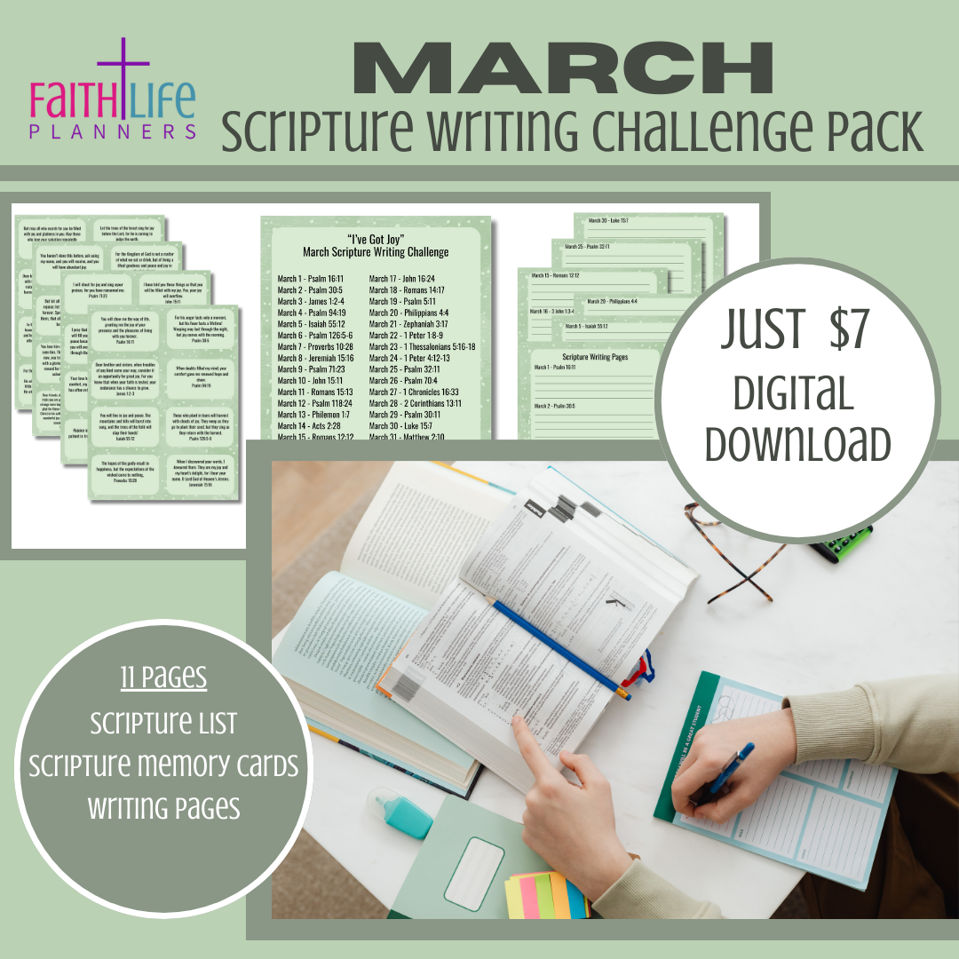March Scripture Writing Challenge Pack -Grow in God's Word!